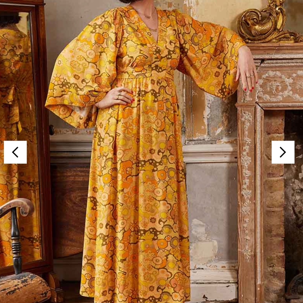 Dawn O'Porter x Joanie Sunrise Psychedelic Print Midaxi Dress NWT , size 4/6